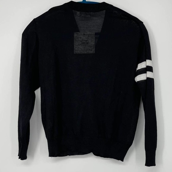 SEEK THE LABEL BLACK WITH WHITE STRIPES ON ARM LIGHTWEIGHT SWEATER SMALL - Picture 2 of 4